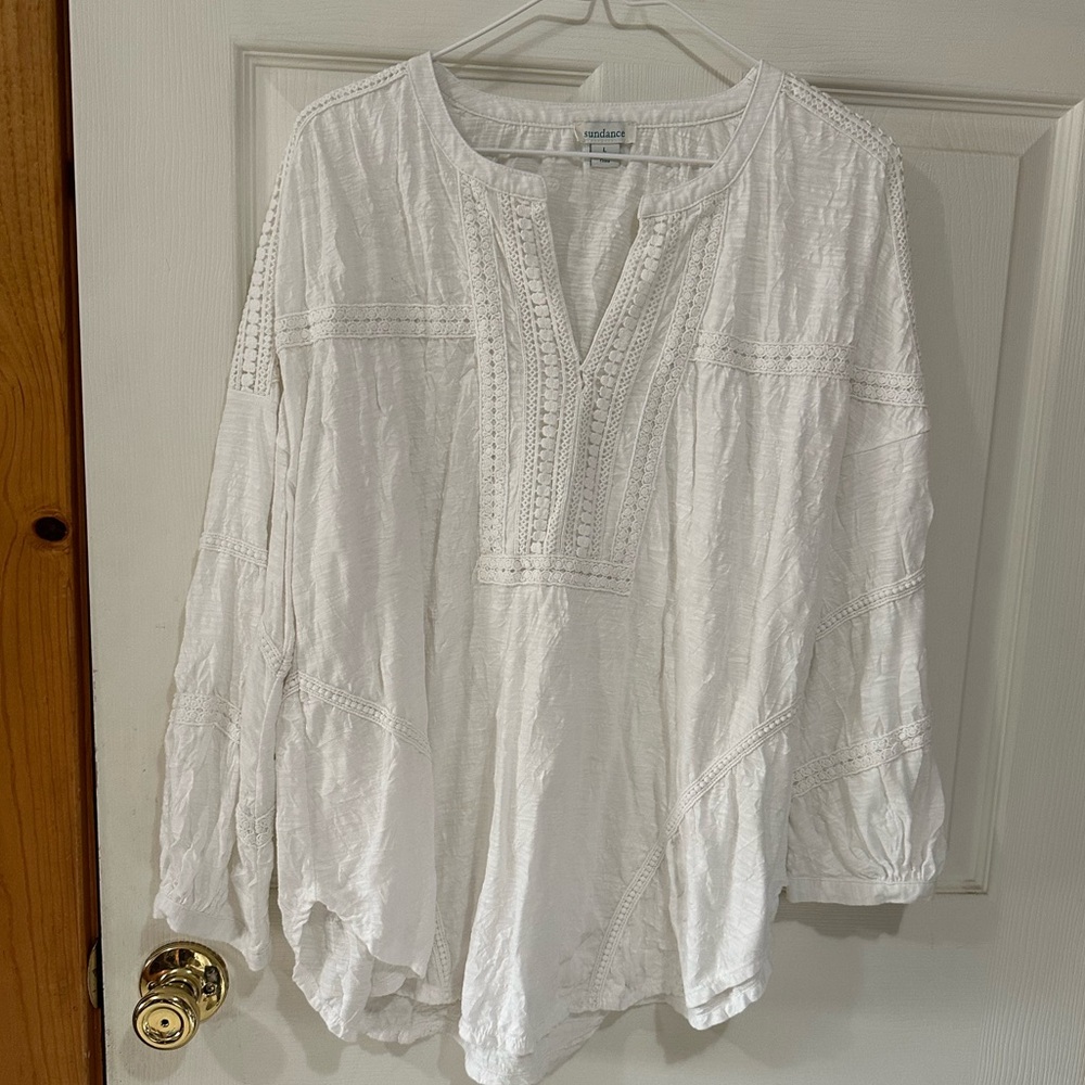 Sundance crinkle popover blouse